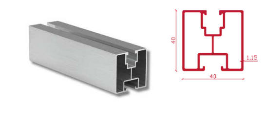 PROFIL PANOURI FOTOVOLTAICE 40X40MM, FIX. JOS SURUB M10H, LUNGIME 3.6 m